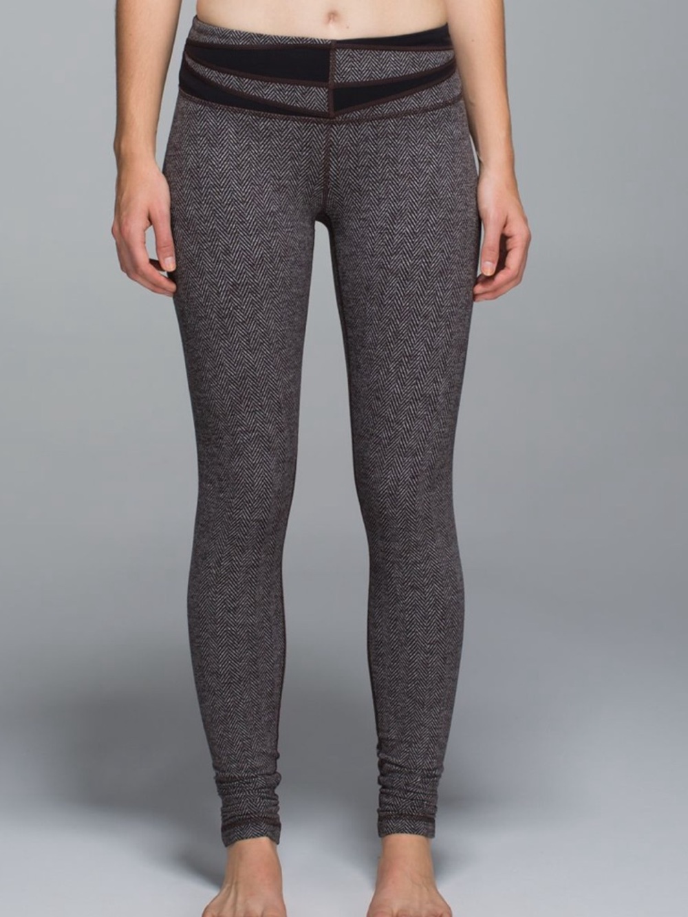 Lululemon Wunder Under Leggings Giant Herringbone Heathered‎ Black SZ 6